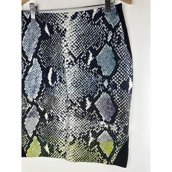 Diane Von Furstenberg Mae Mikado Python Snake Print Pencil Skirt Wool Silk Sz 8 - Picture 4 of 10